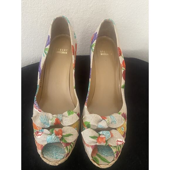 Stuart Weitzman Shoes - Stuart Weitzman shoes peep toe canvas floral espadrilles size 11 M